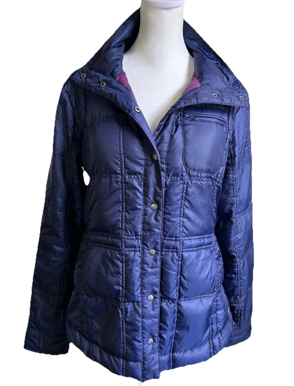 Athleta Goose Down Puffer Jacket Womens S Blue Quilted Lightweight Packable